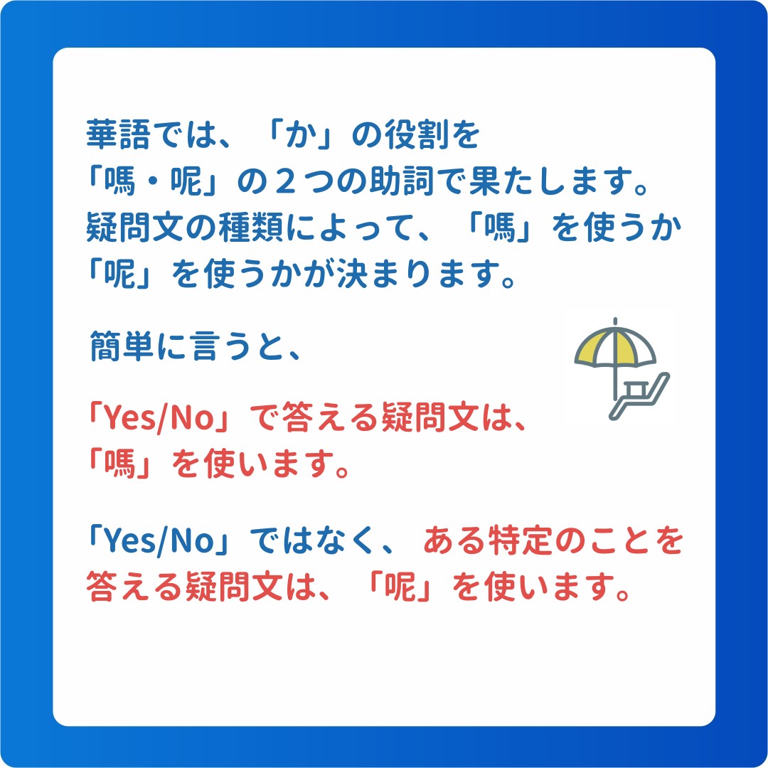 華語の文法・第18課「語気助詞・嗎と呢」 – 音速台湾華語